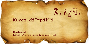 Kurcz Árpád névjegykártya