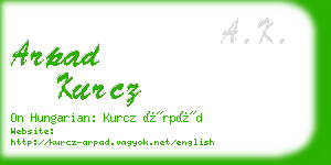 arpad kurcz business card